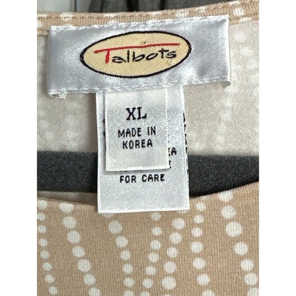 Talbots size XL beige print boat neck long sleeve modal silk blend top - Picture 3 of 7